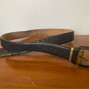 Gabrielle de Vecchi Black Leather Belt with Brass Buckle